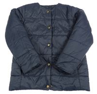 Tmavomodrá šusťáková zateplená oboustranná bunda 