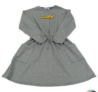 Černo-bílé vzorované úpletové šaty s nápisem Reserved