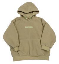 Béžová fleecová mikina s nápisom a kapucňou F&F