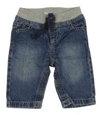 Tmavomodro-sivé teplákové rifle s úpletovým pasom Topomini