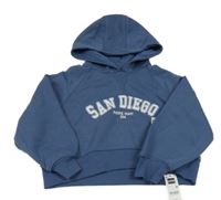 Nové - Tmavomodrá crop mikina s nápismi a kapucňou Dunnes Stores