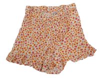 Bílo-růžovo-oranžové květované sukňové kraťasy Page one young