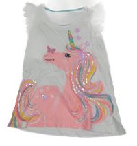 Biely top s jednorožcom a tylovými prvky