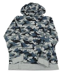 Svetlošedá -čierno-modrá army mikina s kapucňou Matalan