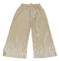 Zlaté trblietavé rebrované palazzo nohavice H&M