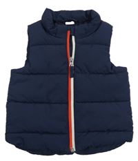Tmavomodrá šusťáková zateplená vesta H&M