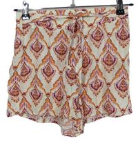 Dámske bielo-oranžovo-ružové vzorované sukňové kraťasy zn. Primark
