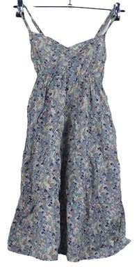 Dámské světlemodré vzorované plátěné šaty H&M vel. 32