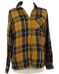 Dámská hořčicovo-tmavomodrá kostkovaná halenka Primark 