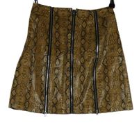 Dámska béžovo-čierna vzorovaná koženková prepínaci sukňa PrettyLittle Thing