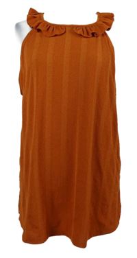 Dámská cihlová pruhovaná tunika s volánky River Island 