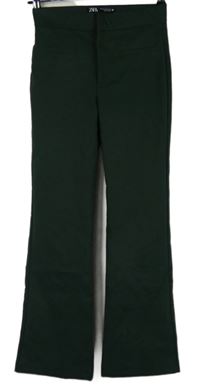 Dámské khaki crop elastické kalhoty Zara 