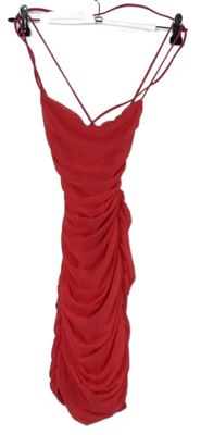 Dámské tmavorůžové tylové řasené minišaty Oh Polly vel. 32