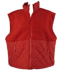 Dámská červená huňato/šusťáková zateplená vesta Laura Torelli 