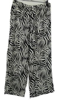 Dámské bílo-černé vzorované culottes kalhoty s páskem Hailys 