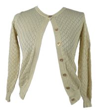 Dámský zlatý ažurový propínací crop svetr 