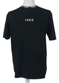 Pánske čierne tričko s logom Faded