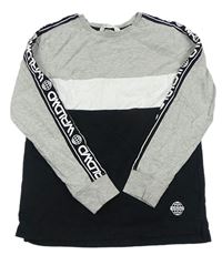 Sivo-čierno-biele tričko s nápismi H&M