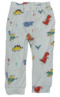 Bílé lehké tepláky s dinosaury George