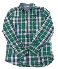 Zeleno-bílo-modrá kostkovaná košile s nápisem H&M