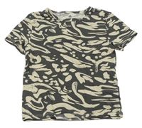 Antracitovo-béžové vzorované crop tričko H&M