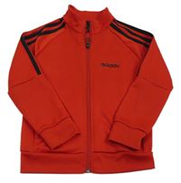 Červeno-černá sportovní funkční propínací mikina s logem Adidas