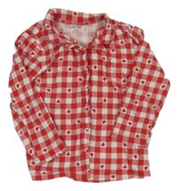 Červeno-bílý kostkovaný pyžamový kabátek se srdíčky LCW 