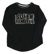 Černé triko s překlápěcími flitry Nutmeg