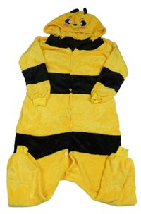 Žluto-černá pruhovaná chlupatá kombinéza s kapucí- včelka vel.176