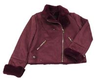 Vínová semišová zateplená bunda River Island