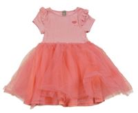 Růžové bavlněno/tylové šaty se srdíčkem Little kids