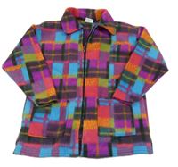 Farebná kockovaná fleecová prepínaci mikina