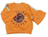 ORanžová mikina se smajlíkem z flitrů