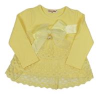 Žltá mikina s mašlou a volánikmi