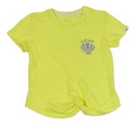 Neonově žluté tričko s mušlí 