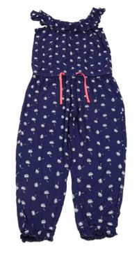 Tmavomodrý vzorovaný nohavicový overal kids