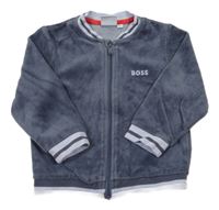 Šedomodrá sametová propínací mikina Hugo Boss