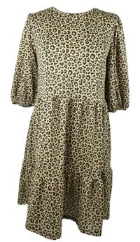 Dámské béžovo-černé vzorované šaty Primark 