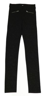 Černé třpytivé tregíny se zipy H&M