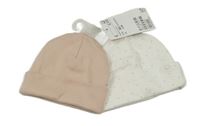 2x bavlněná čepice - pudrová + bílá bodkovaná  H&M