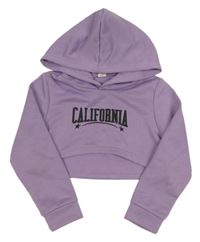 Lila crop mikina s nápisom a kapucňou Shein