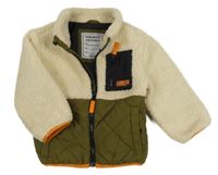 Smetanovo-khaki huňato/šusťáková podšitá bunda Matalan