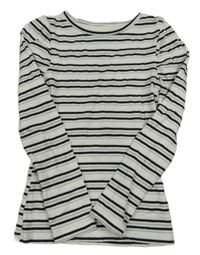 Bílo-černo-stříbrné pruhované žebrované triko F&F