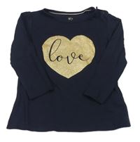 Tmavomodré tričko s nápisom a srdiečkom Lupilu