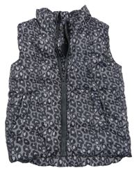 Tmavosivá leopardí šušťáková zateplená vesta Lupilu