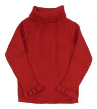 Červený žebrovaný svetrový rolák Matalan