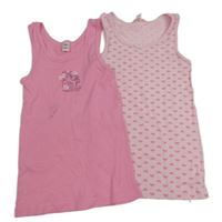 2x růžová košilka s jednorožcem+ se srdíčky