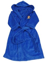 Modrý chlpatý župan so psem a kapucňou