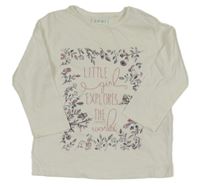 Biele tričko s nápisom a kvietkami Esprit