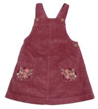 Růžové manšestrové laclové šaty s kytičkami Nutmeg